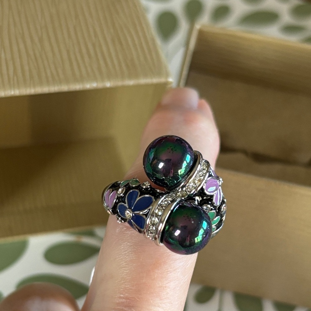 NWT JTV Sterling Silver and Black Pearl Ring